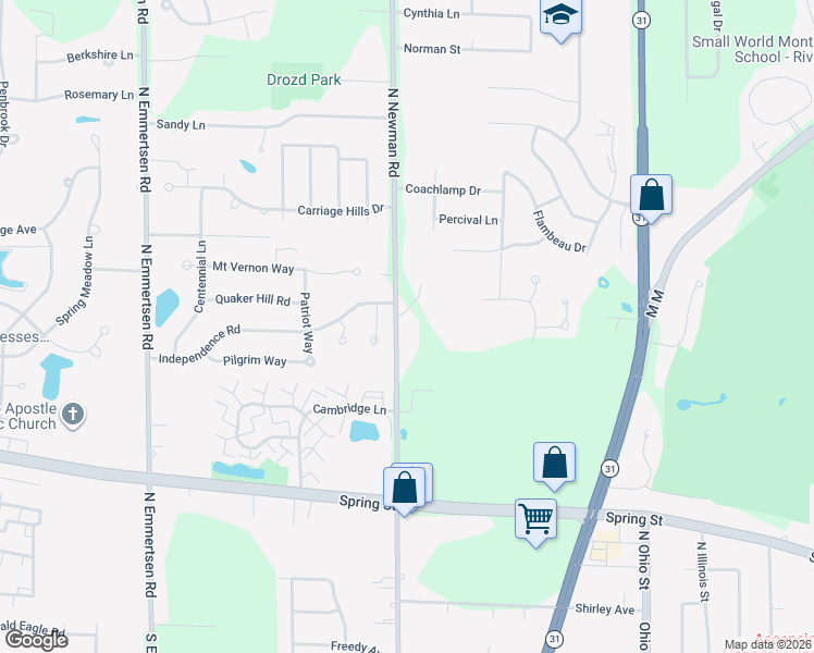 map of restaurants, bars, coffee shops, grocery stores, and more near 1805 North Newman Road in Mount Pleasant