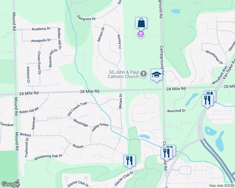 map of restaurants, bars, coffee shops, grocery stores, and more near 60841 Miriam Drive in Washington