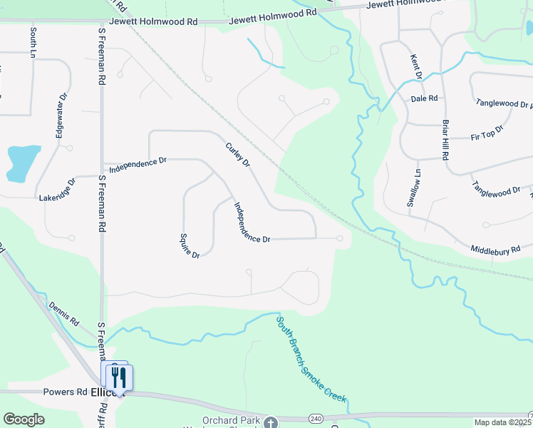 map of restaurants, bars, coffee shops, grocery stores, and more near 227 Curley Drive in Orchard Park