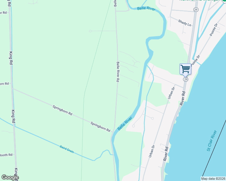 map of restaurants, bars, coffee shops, grocery stores, and more near 2349 Belle River Road in East China