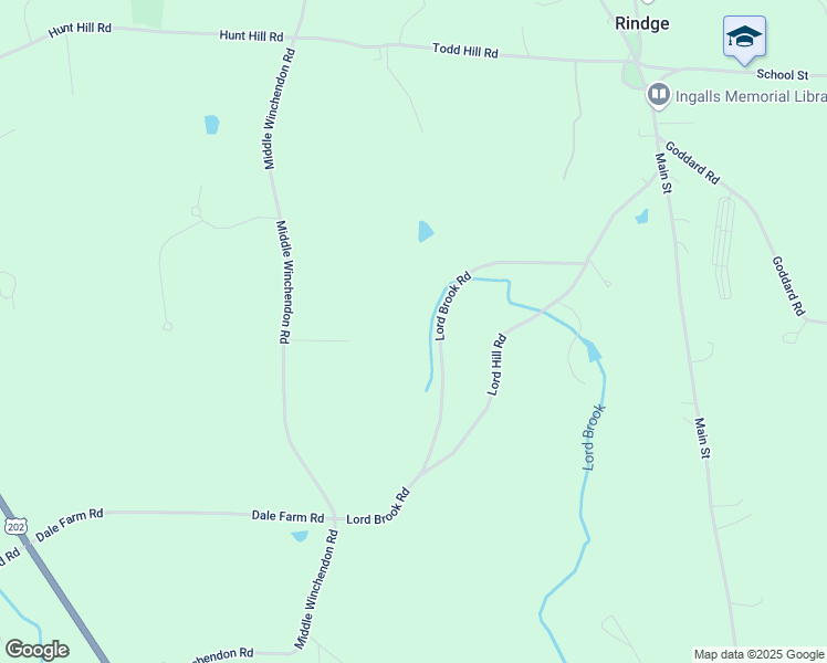 map of restaurants, bars, coffee shops, grocery stores, and more near 202 Lord Brook Road in Rindge