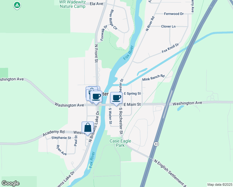 map of restaurants, bars, coffee shops, grocery stores, and more near in Rochester