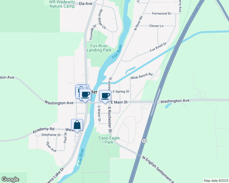 map of restaurants, bars, coffee shops, grocery stores, and more near 300 East Spring Street in Burlington