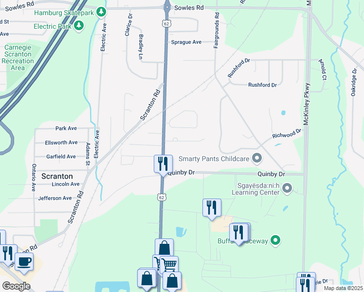 map of restaurants, bars, coffee shops, grocery stores, and more near 4231 Arthur Court in Hamburg