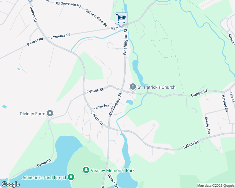 map of restaurants, bars, coffee shops, grocery stores, and more near 87 Washington Street in Groveland