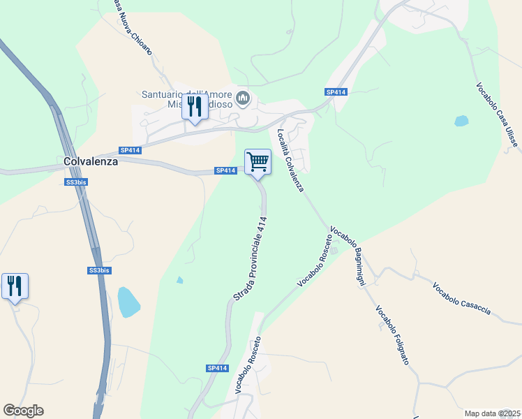map of restaurants, bars, coffee shops, grocery stores, and more near 19 SP414 in Collevalenza