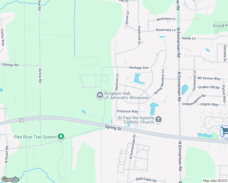 map of restaurants, bars, coffee shops, grocery stores, and more near 1630 Raintree Lane in Mount Pleasant