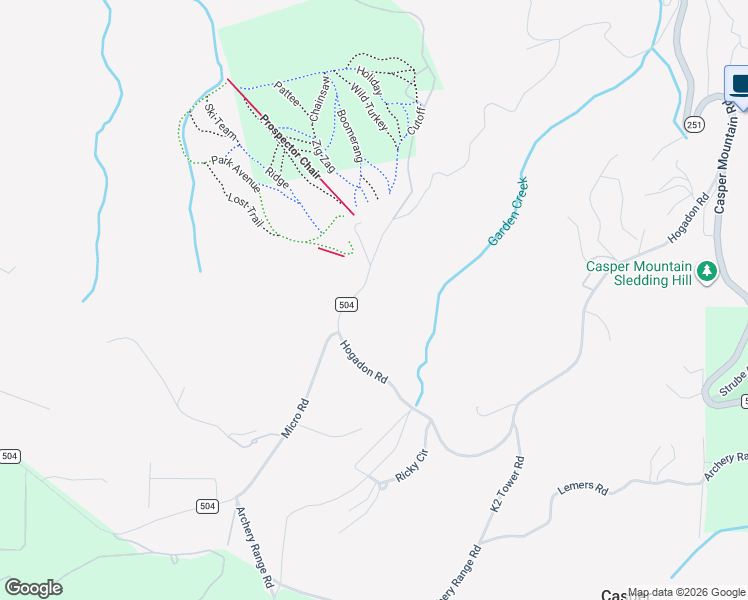 map of restaurants, bars, coffee shops, grocery stores, and more near 2449 Hogadon Road in Casper