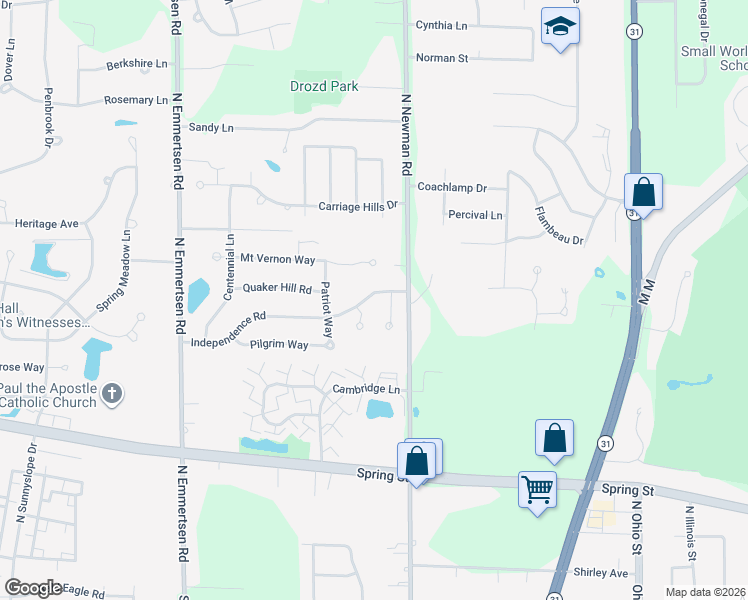 map of restaurants, bars, coffee shops, grocery stores, and more near 5611 Independence Road in Mount Pleasant