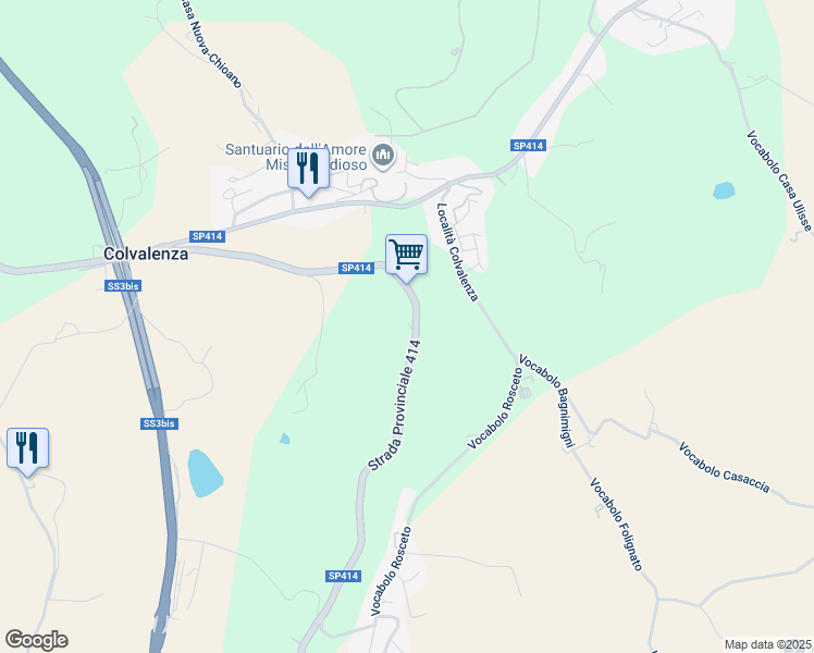 map of restaurants, bars, coffee shops, grocery stores, and more near 19 SP414 in Collevalenza
