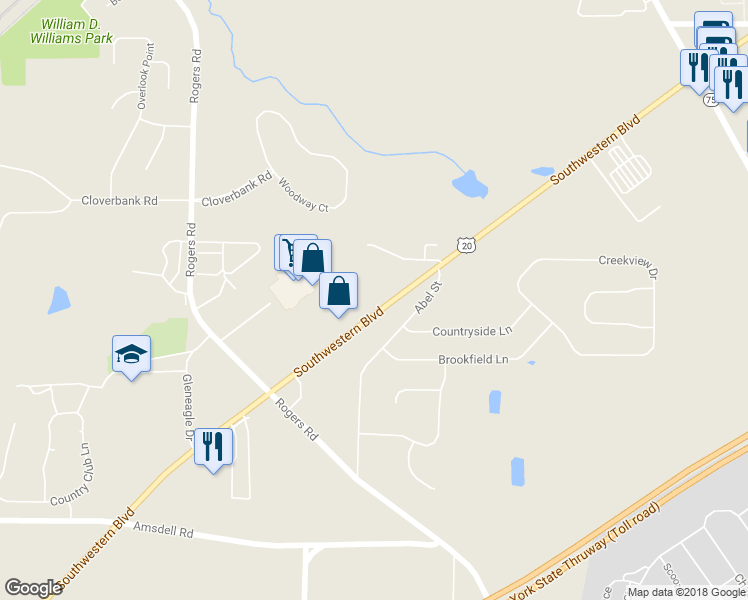 map of restaurants, bars, coffee shops, grocery stores, and more near 5334 Southwestern Blvd in Hamburg