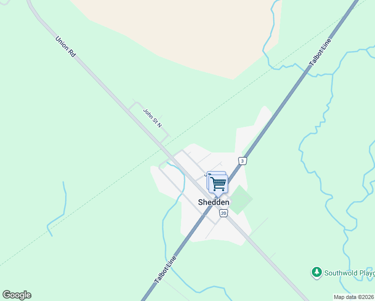 map of restaurants, bars, coffee shops, grocery stores, and more near 187 John Street in Shedden