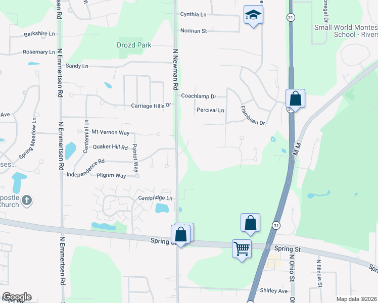 map of restaurants, bars, coffee shops, grocery stores, and more near 1913 North Newman Road in Mount Pleasant