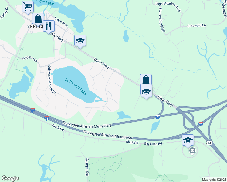 map of restaurants, bars, coffee shops, grocery stores, and more near 7230 Bluewater Drive in Clarkston