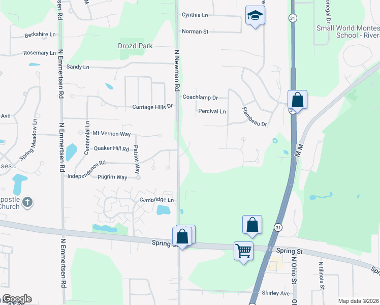 map of restaurants, bars, coffee shops, grocery stores, and more near 1913 North Newman Road in Mount Pleasant
