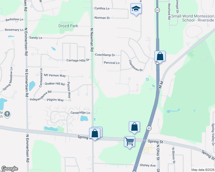 map of restaurants, bars, coffee shops, grocery stores, and more near 1913 North Newman Road in Mount Pleasant