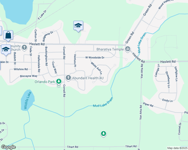 map of restaurants, bars, coffee shops, grocery stores, and more near 1135 Buckingham Road in Meridian charter Township
