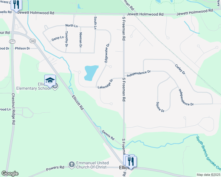 map of restaurants, bars, coffee shops, grocery stores, and more near 9 Lakeridge Drive in Orchard Park