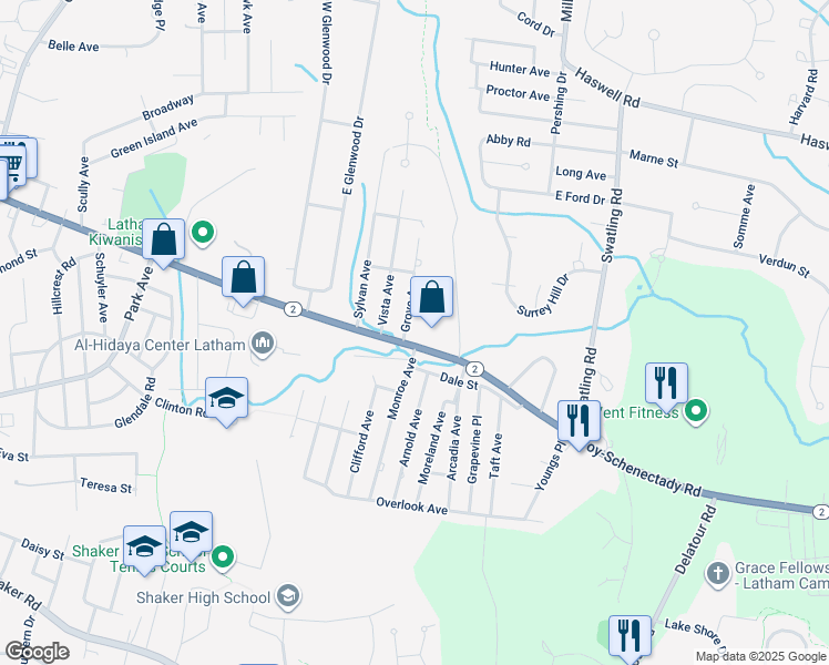 map of restaurants, bars, coffee shops, grocery stores, and more near 290 Troy Schenectady Road in Latham