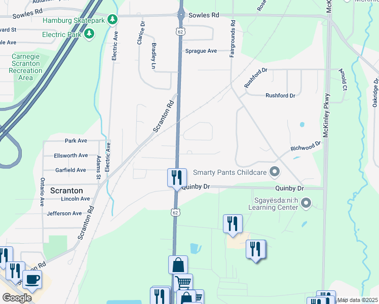 map of restaurants, bars, coffee shops, grocery stores, and more near 4231 Arthur Court in Hamburg