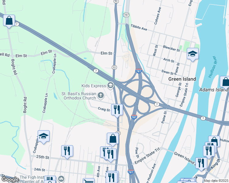 map of restaurants, bars, coffee shops, grocery stores, and more near 30 Cohoes Rd in Watervliet
