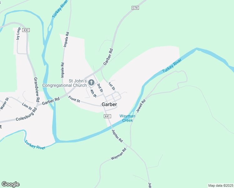 map of restaurants, bars, coffee shops, grocery stores, and more near in Garber