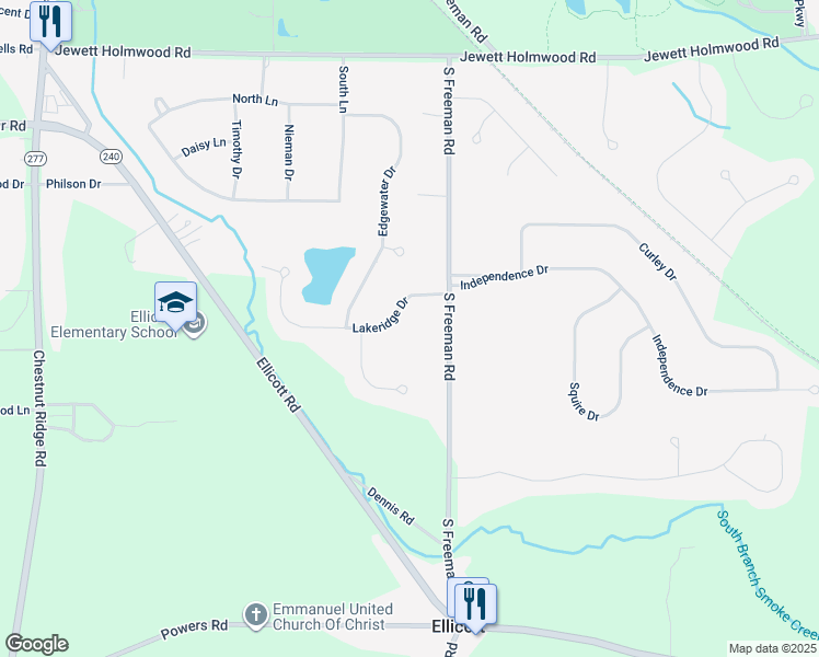 map of restaurants, bars, coffee shops, grocery stores, and more near 9 Lakeridge Drive in Orchard Park