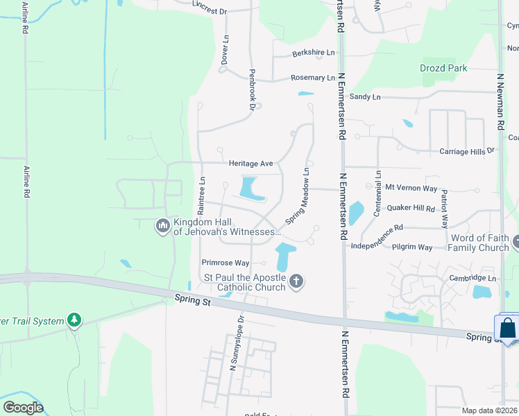 map of restaurants, bars, coffee shops, grocery stores, and more near 6529 Cedarhedge Drive in Racine