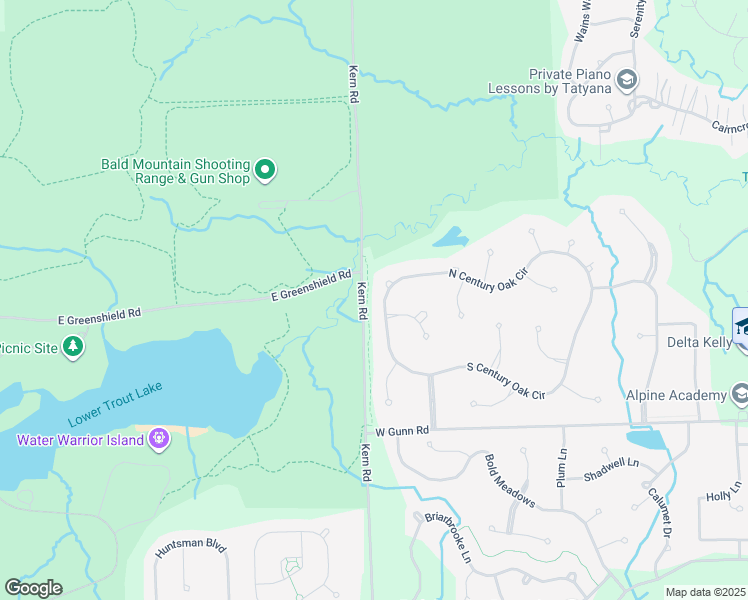 map of restaurants, bars, coffee shops, grocery stores, and more near 3997 North Century Oak Circle in Oakland charter Township