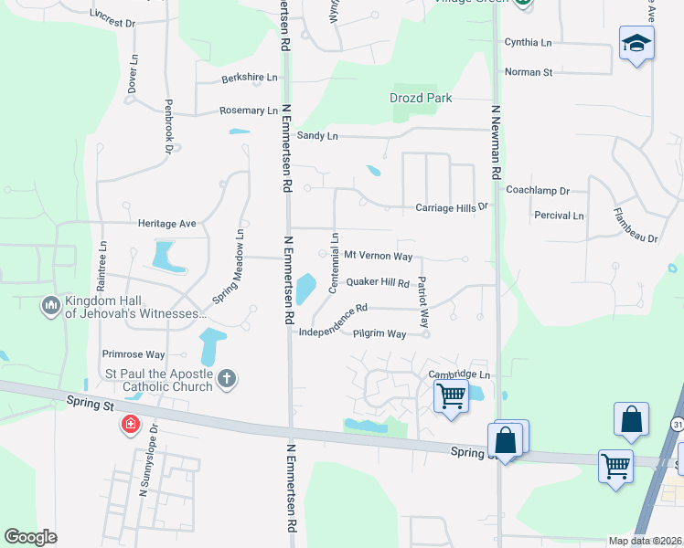 map of restaurants, bars, coffee shops, grocery stores, and more near 1905 Centennial Lane in Mount Pleasant