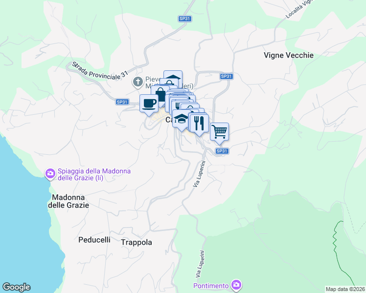 map of restaurants, bars, coffee shops, grocery stores, and more near 1 Via Giotto in Capoliveri