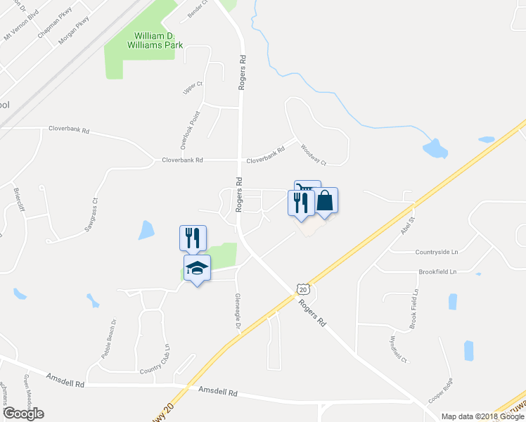 map of restaurants, bars, coffee shops, grocery stores, and more near Lake Heights Drive in Hamburg