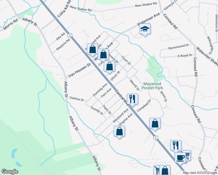 map of restaurants, bars, coffee shops, grocery stores, and more near 1996 Central Avenue in Albany
