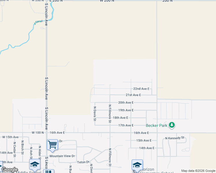 map of restaurants, bars, coffee shops, grocery stores, and more near 528 22nd Avenue East in Jerome