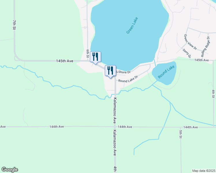 map of restaurants, bars, coffee shops, grocery stores, and more near 611 Trinity Drive in Caledonia