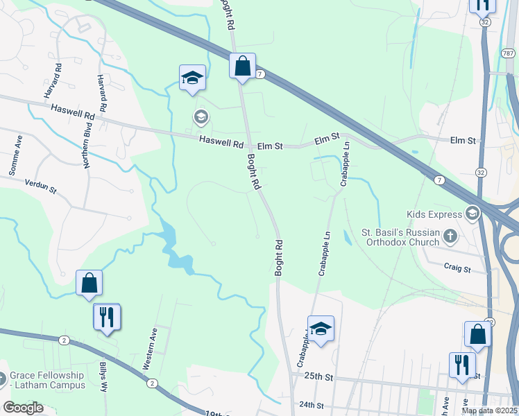 map of restaurants, bars, coffee shops, grocery stores, and more near 6 Ridgefield Way in Watervliet