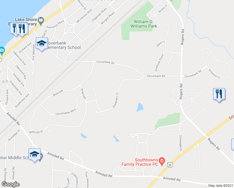 map of restaurants, bars, coffee shops, grocery stores, and more near 77 Sawgrass Court in Hamburg