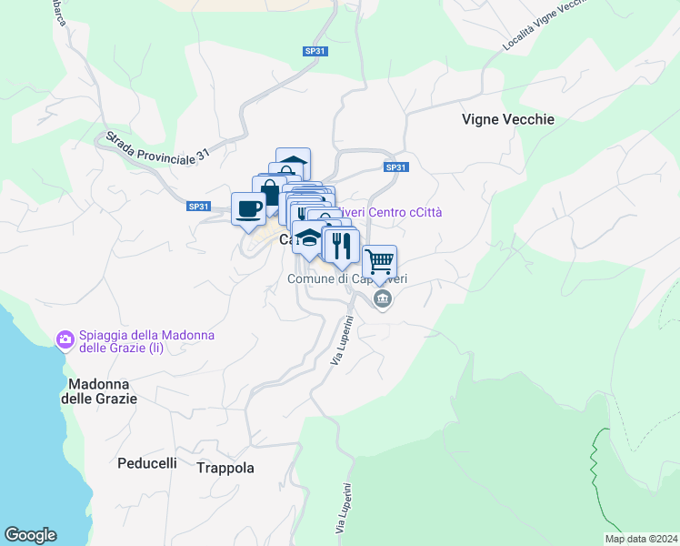 map of restaurants, bars, coffee shops, grocery stores, and more near 2 Via Calamita in Capoliveri