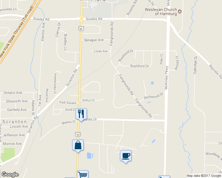map of restaurants, bars, coffee shops, grocery stores, and more near 4343 Richwood Drive in Hamburg