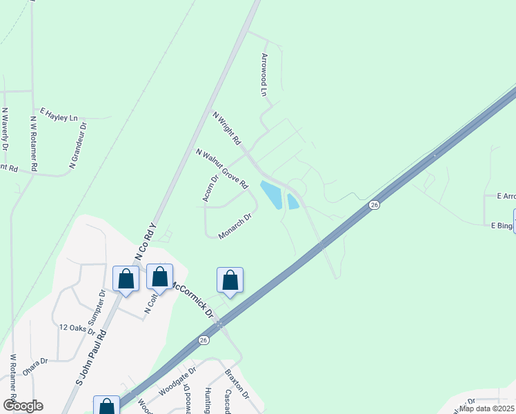 map of restaurants, bars, coffee shops, grocery stores, and more near 5021 Monarch Drive in Milton