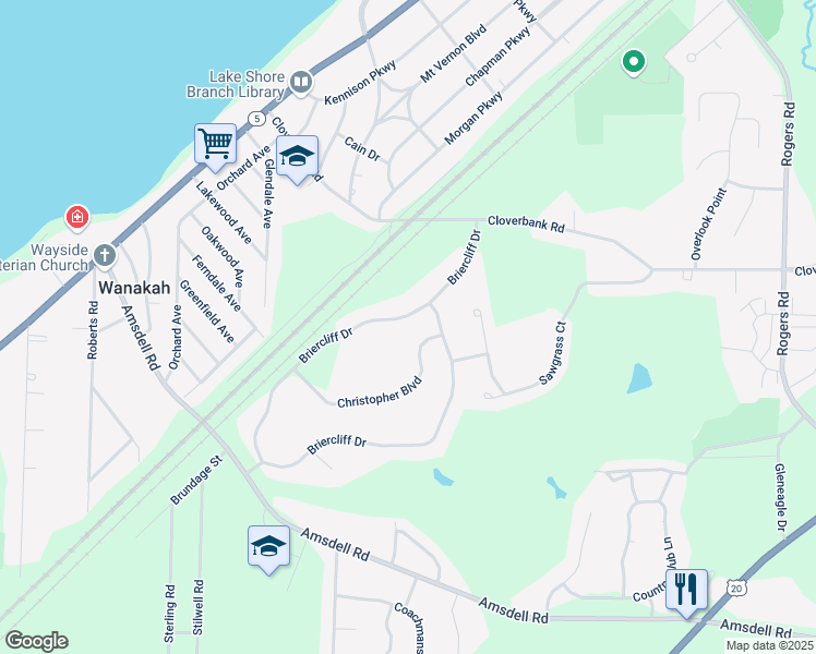 map of restaurants, bars, coffee shops, grocery stores, and more near 5159 Briercliff Dr in Hamburg