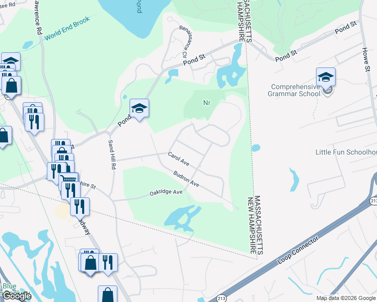map of restaurants, bars, coffee shops, grocery stores, and more near 12 Ridgeview Avenue in Salem