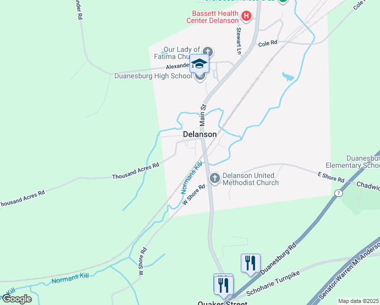 map of restaurants, bars, coffee shops, grocery stores, and more near 1840 Main Street in Delanson