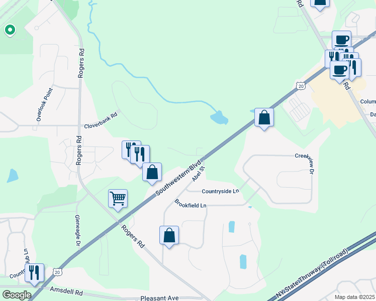 map of restaurants, bars, coffee shops, grocery stores, and more near 5278 Southwestern Boulevard in Hamburg