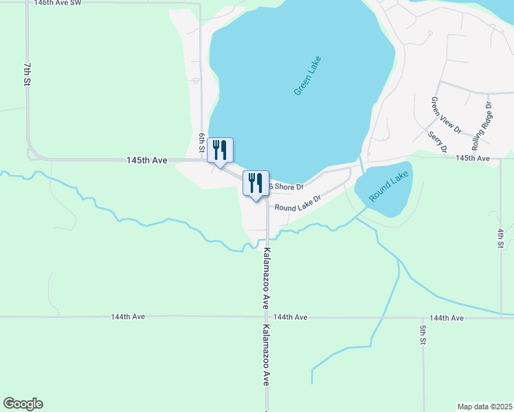map of restaurants, bars, coffee shops, grocery stores, and more near 4474 Kalamazoo Avenue in Caledonia