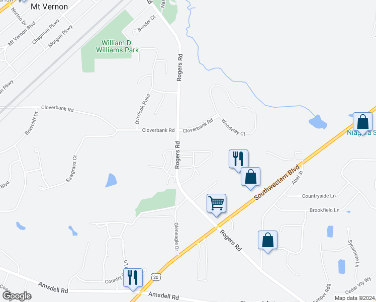 map of restaurants, bars, coffee shops, grocery stores, and more near 3152 Lake Heights Drive in Hamburg