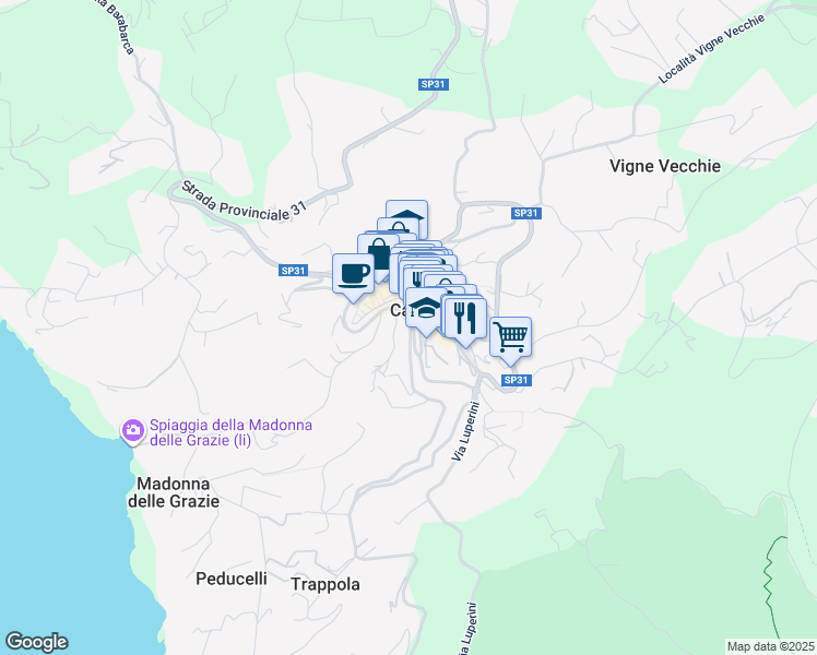 map of restaurants, bars, coffee shops, grocery stores, and more near 1 Via Giotto in Capoliveri