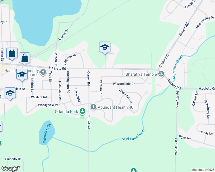 map of restaurants, bars, coffee shops, grocery stores, and more near 5616 Ventura Place in Meridian charter Township