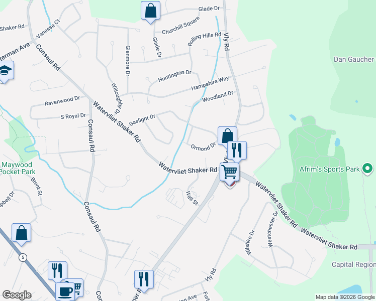 map of restaurants, bars, coffee shops, grocery stores, and more near 8 Scott Place in Schenectady