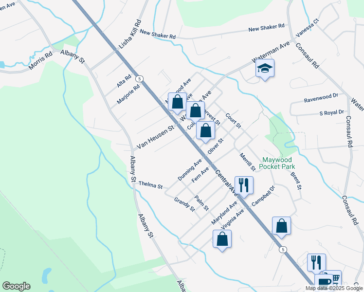 map of restaurants, bars, coffee shops, grocery stores, and more near in Albany County